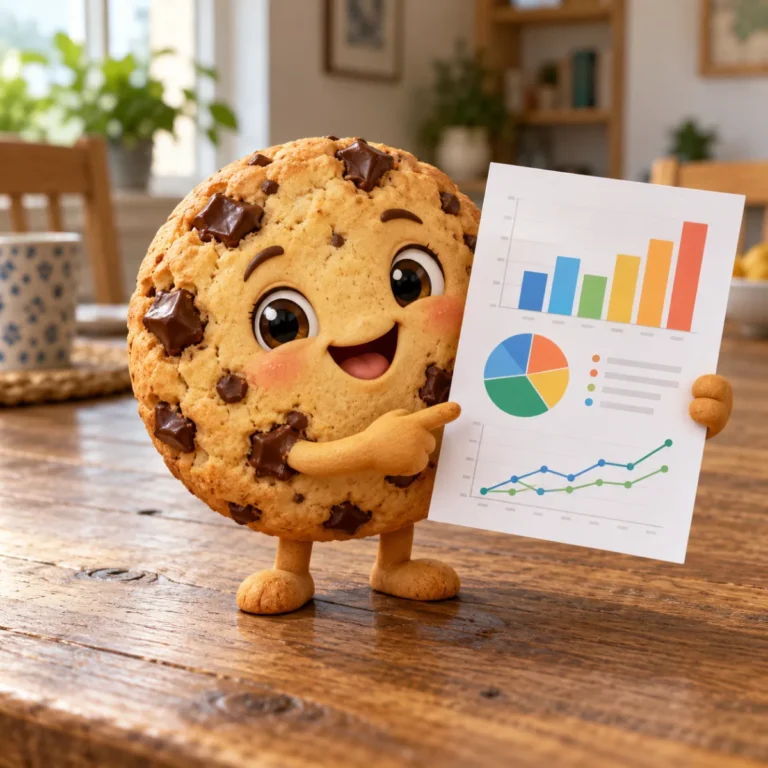 Galleta sonriente, ilustración sobre las cookies de una web