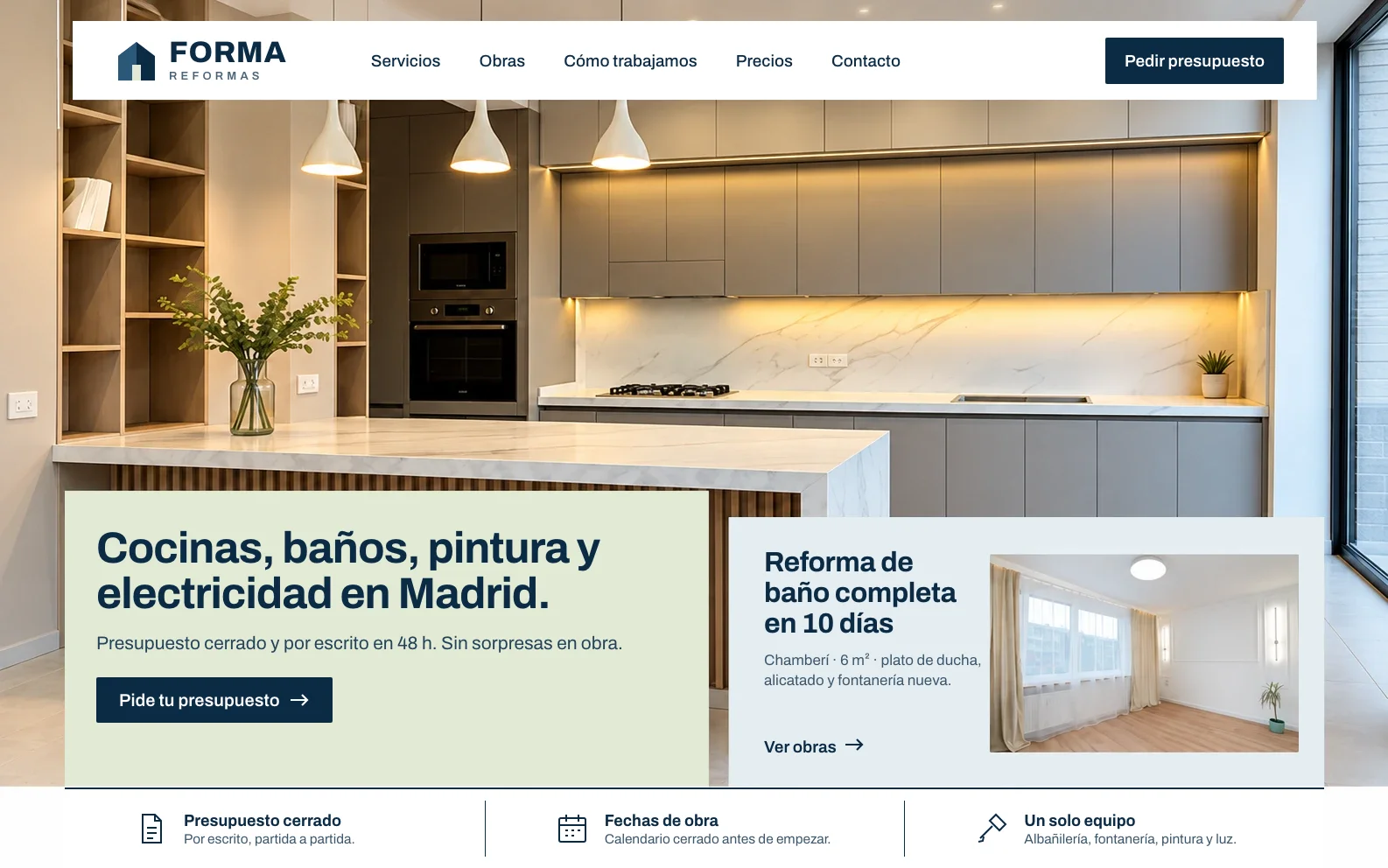 Ejemplo de diseño de web corporativa para una empresa de reformas