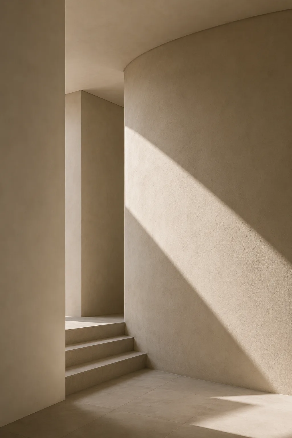 Espacio arquitectónico con escaleras y luz natural, metáfora de la estructura de una web